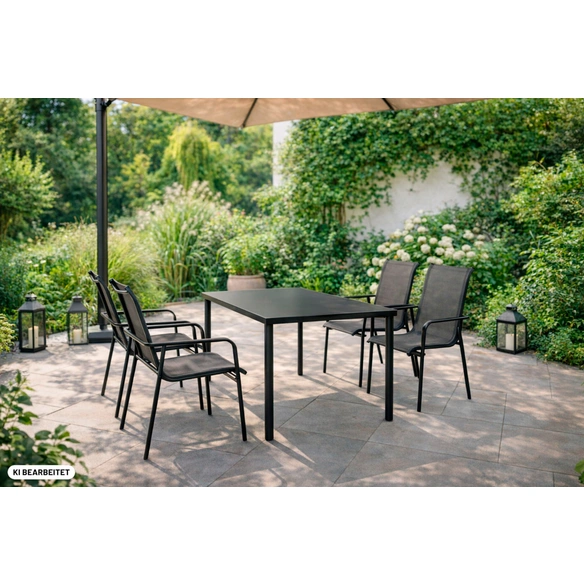 Gartenmöbelset »Virgo«, 5-teilig, Stahl/Textil, schwarz