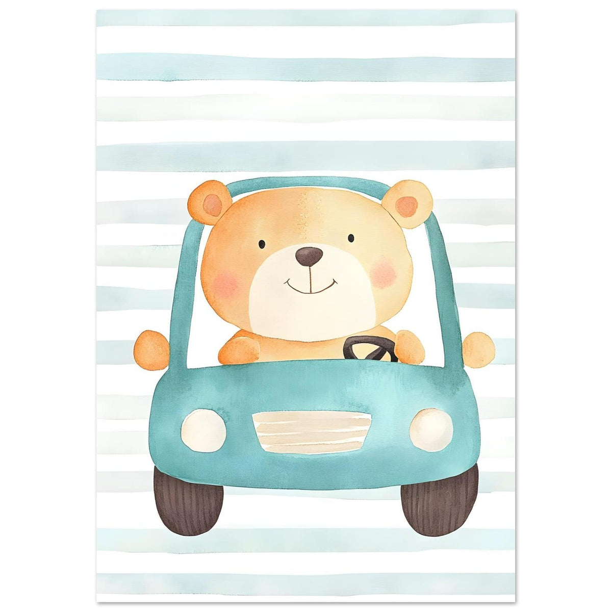 Artfulprints Poster Beer op reis  - A4 21x29.7 cm - Blauw