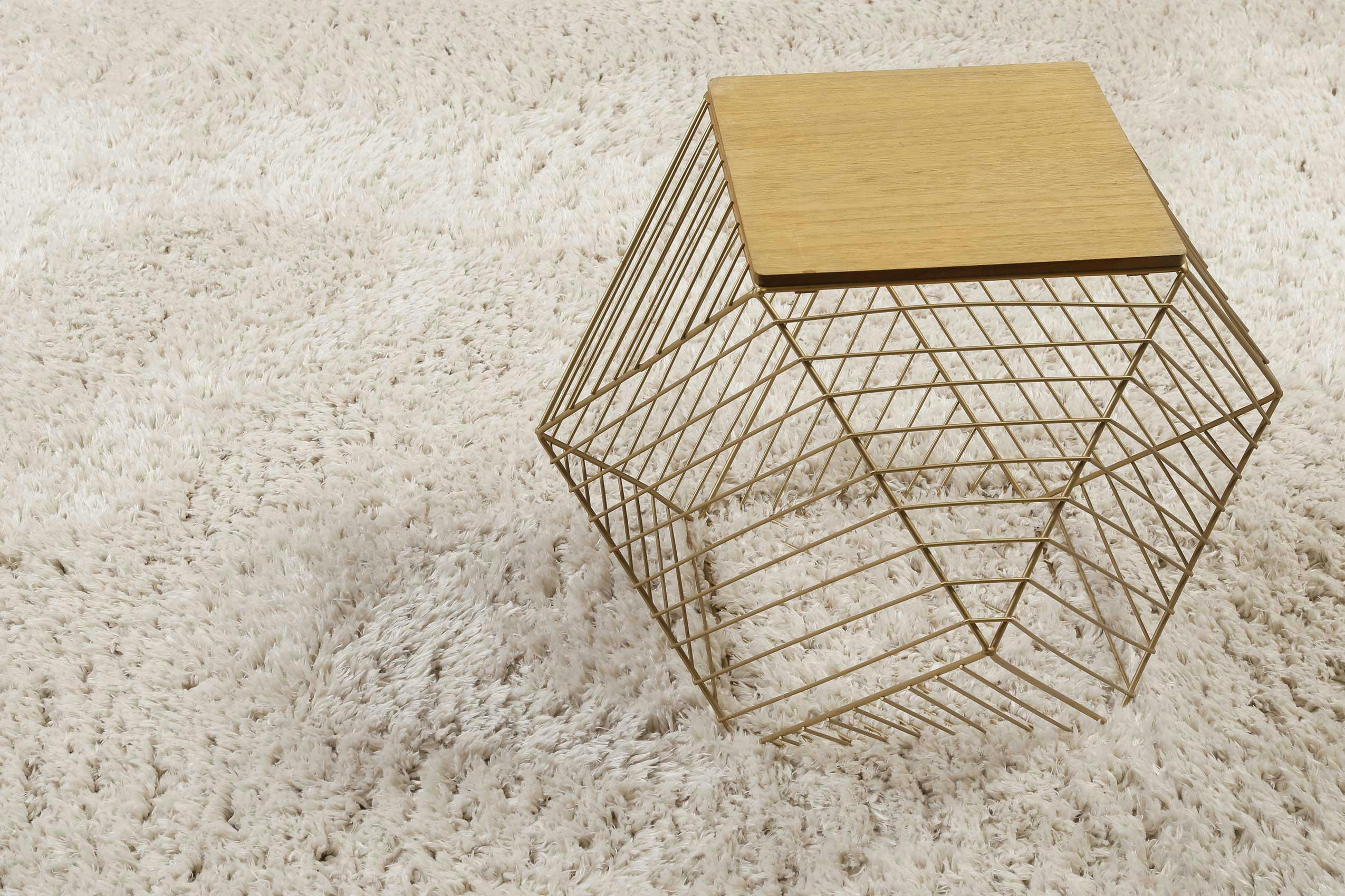 YOGI - Tapis rond uni blanc beige 100% de matière recyclée 120 rd.