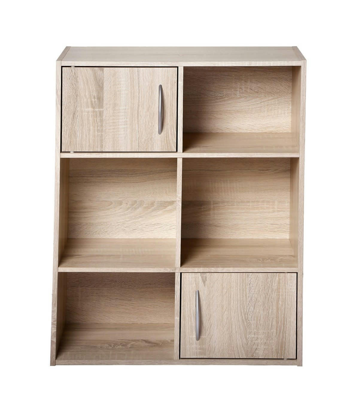 - Etagère de rangement 6 cases 2 portes - Marron