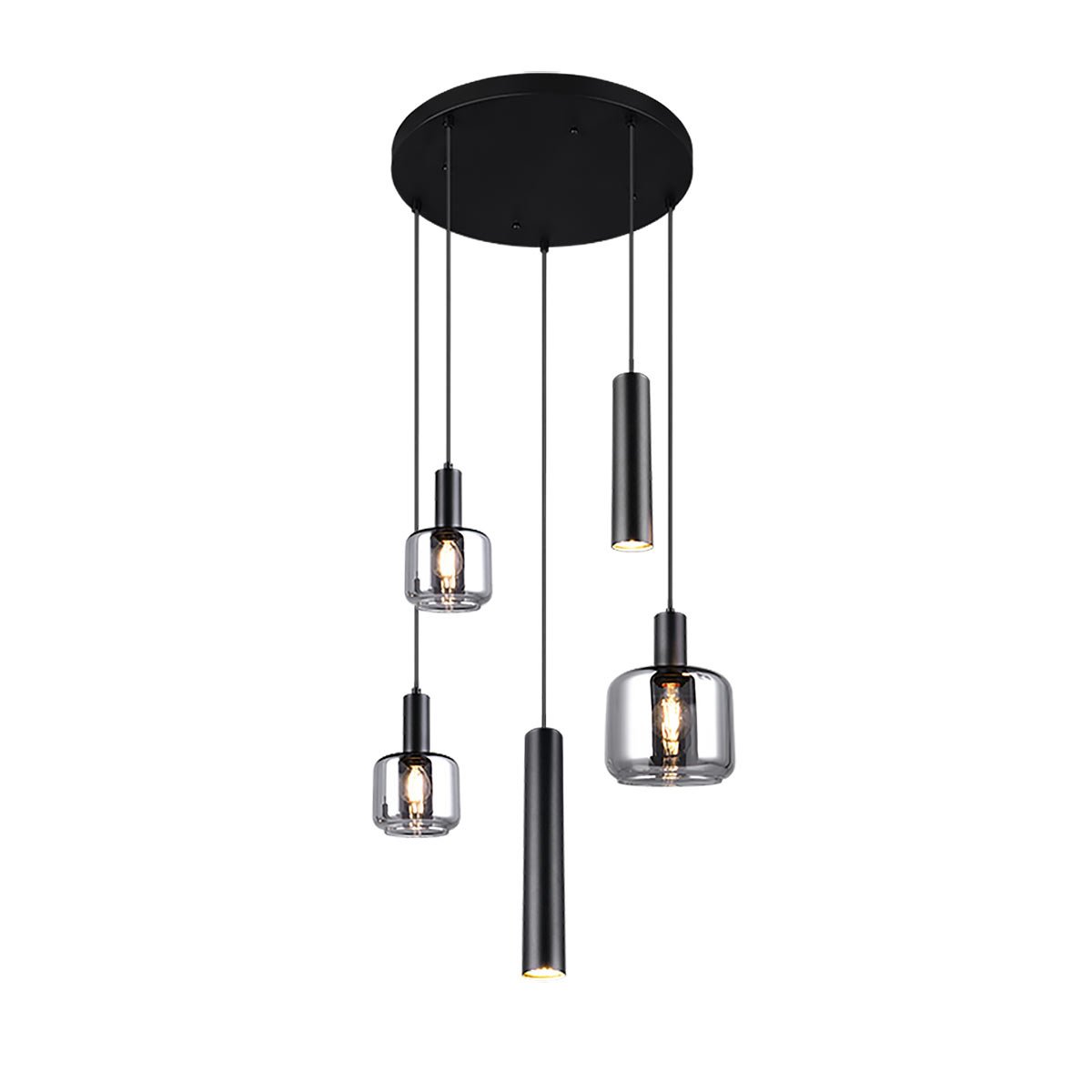 Trio Leuchten hanglamp Mataro - 5 lichts - 55 x 150  cm - zwart