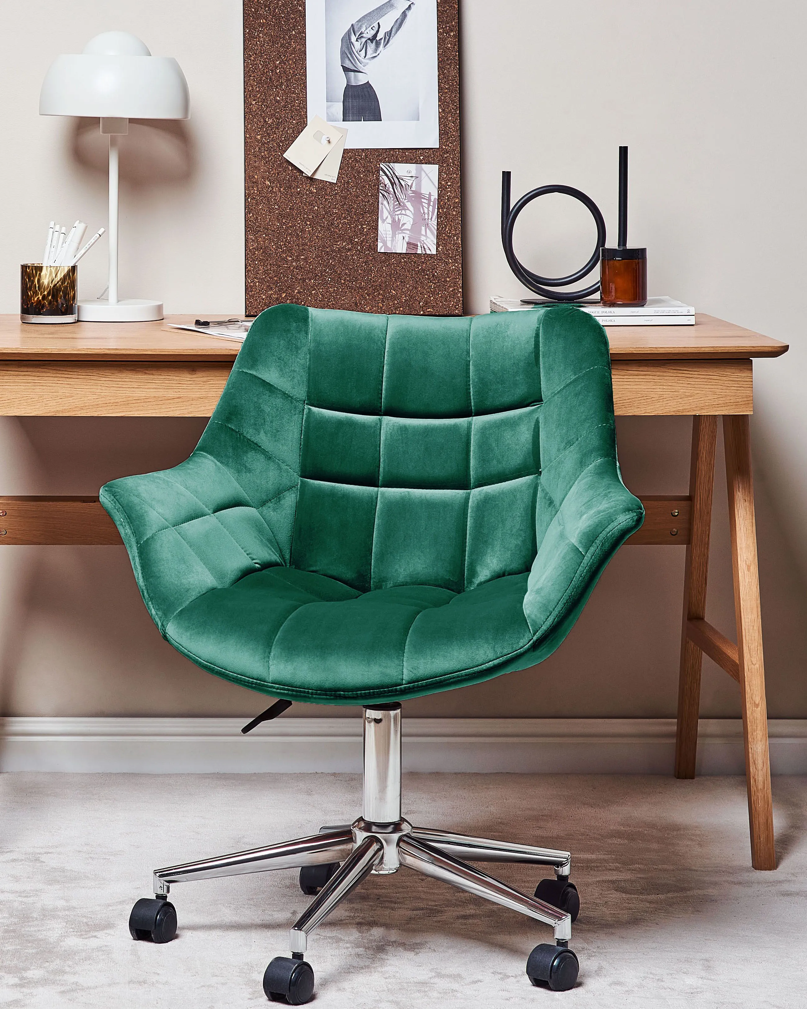 Desk Chair LABELLE Velvet Emerald Green
