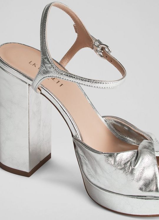 Rosa Silver Patent Platform Sandals