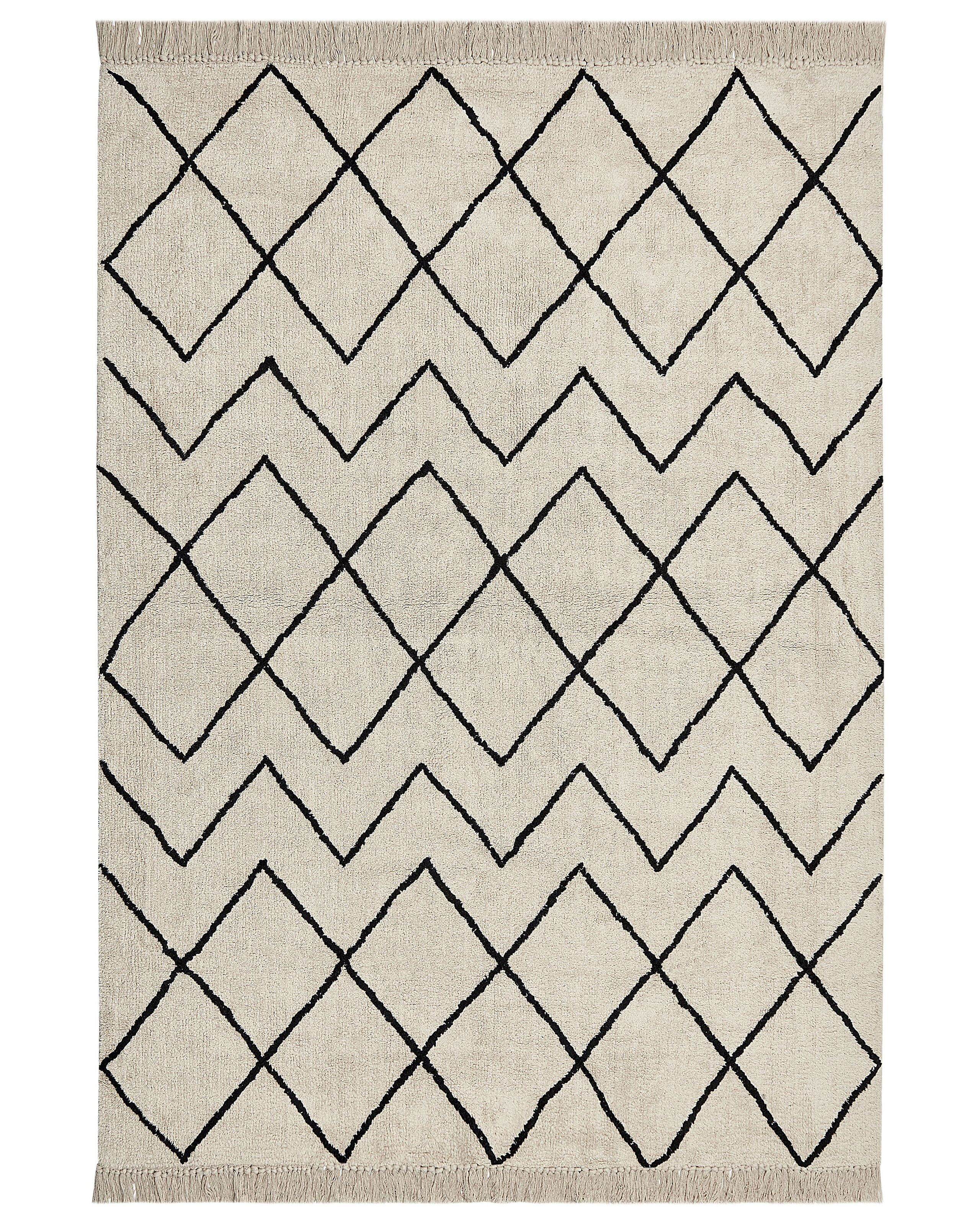Dywan bawełniany 160x230 cm beżowo-czarny
