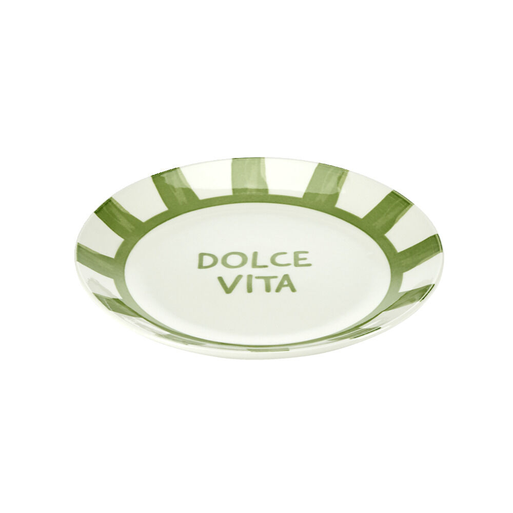 Assiette à dessert porcelaine "Dolce Vita" blanc vert Ø20cm
