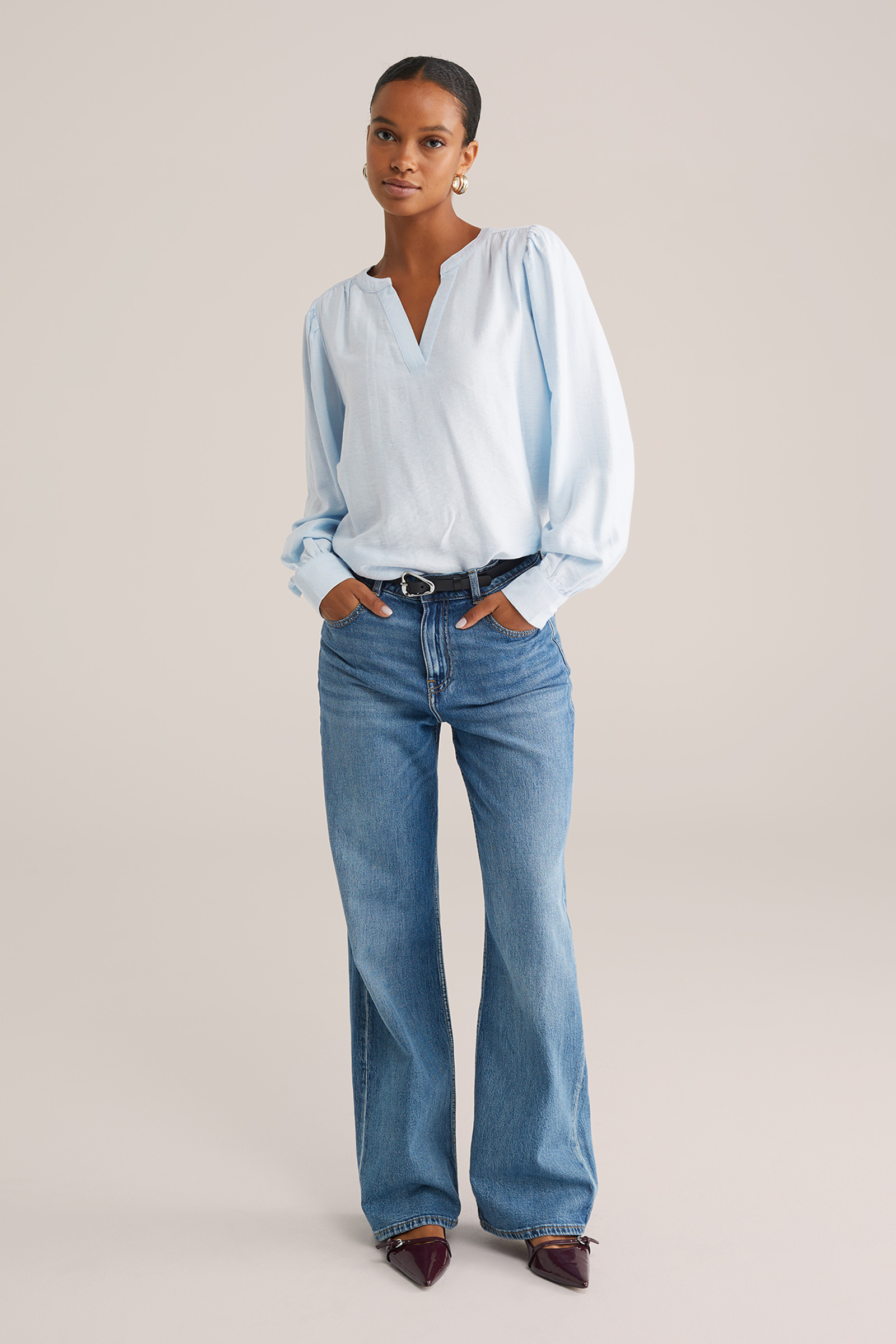 Dames blouse met ballonmouwen