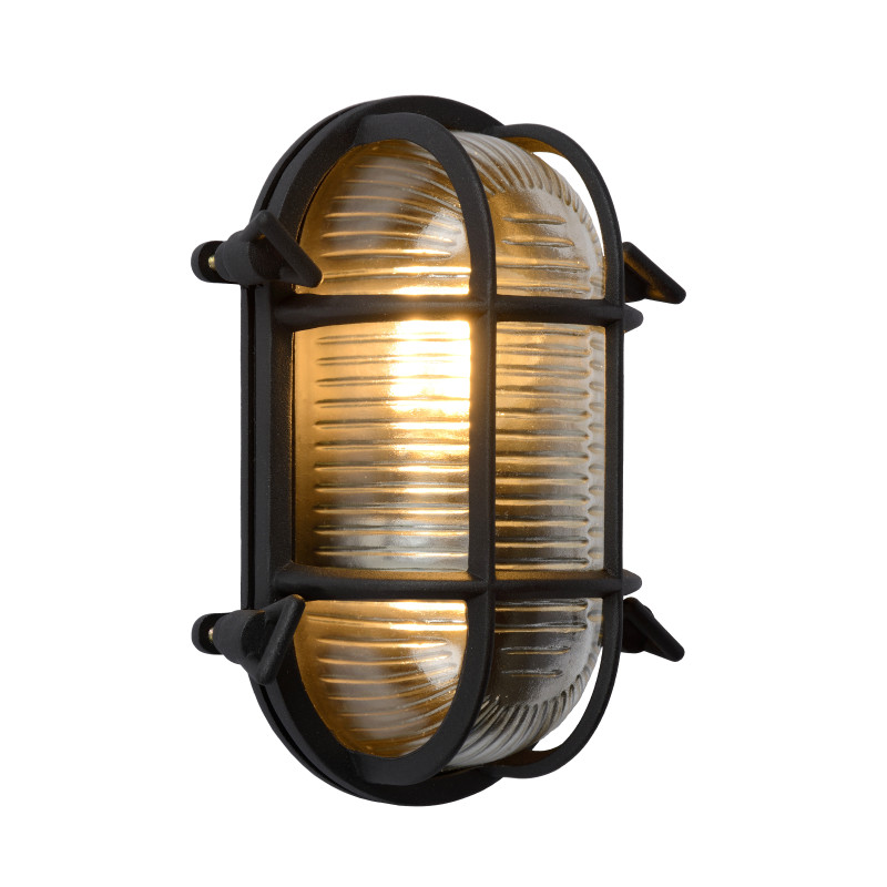 Applique extérieure Dudley ovale noire dimmable E27 60 W LUCIDE