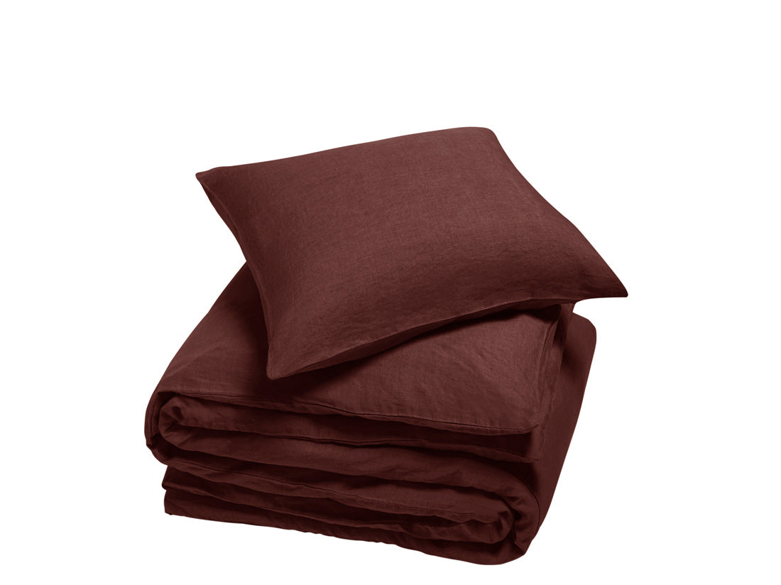 Yumeko dekbedovertrek gewassen linnen rosewood 140x220   1/60x70