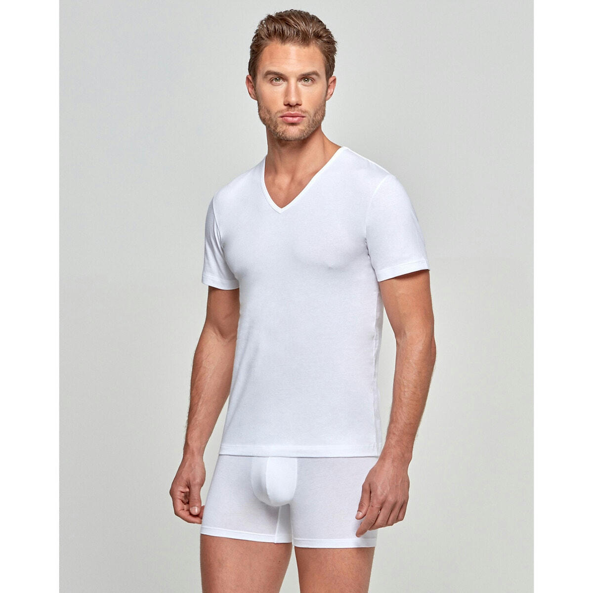 T-shirt col V manches courtes coton bio