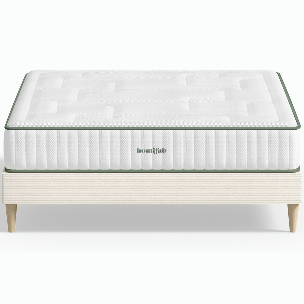 SPRING LATEX LUXURY & DINA - Pack lit 180x200 en velours côtelé beige + Matelas latex et ressorts