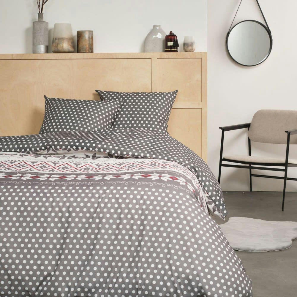 - Parure de couette 100% coton flanelle imprimée 260x240 2 taies