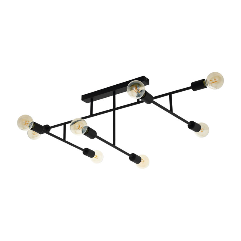 Plafonnier Belsiana noir E27 8 x 40 W EGLO