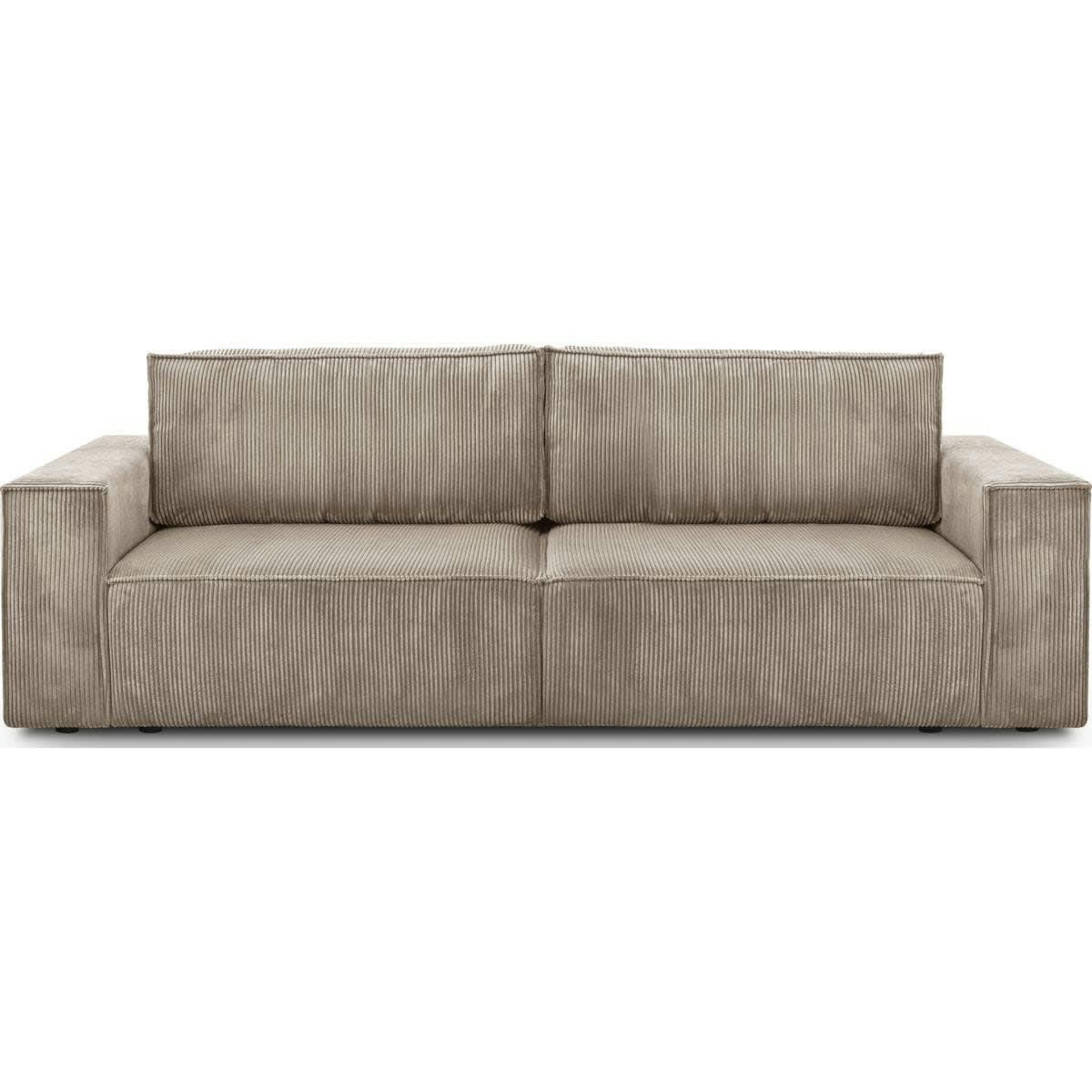 HARPER NEW - Canapé 3 places convertible + coffre en velours côtelé taupe