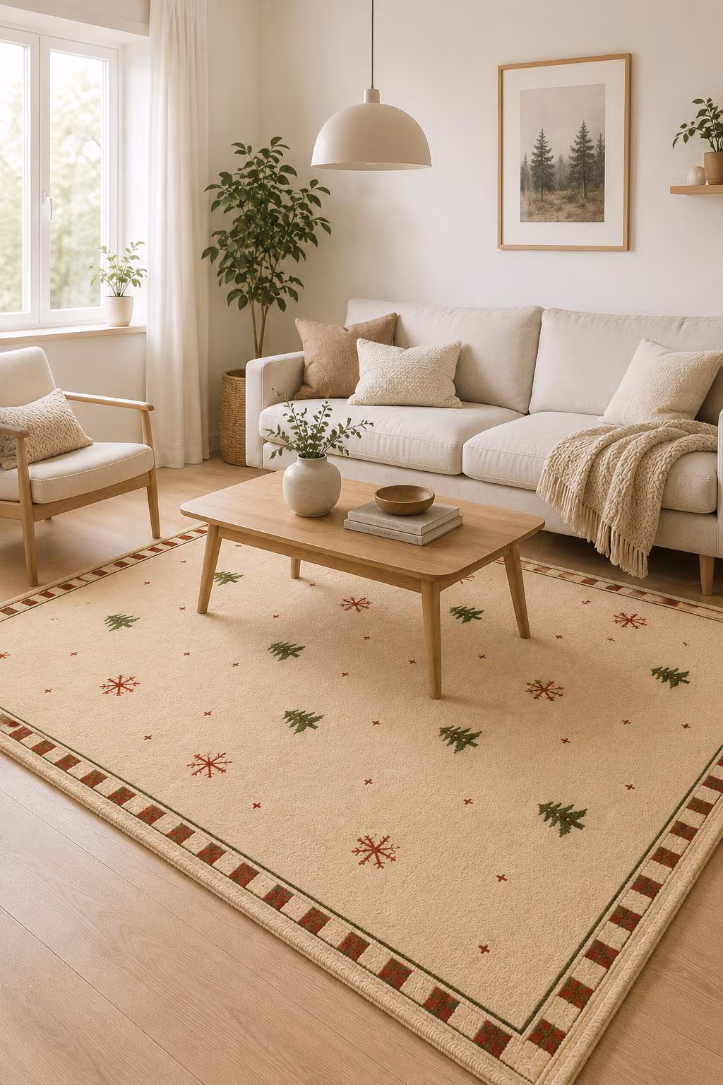 Christmas Hand Tufted Rug, Holiday Area Rug, Living Room Carpet,Cozy Winter Home Decor