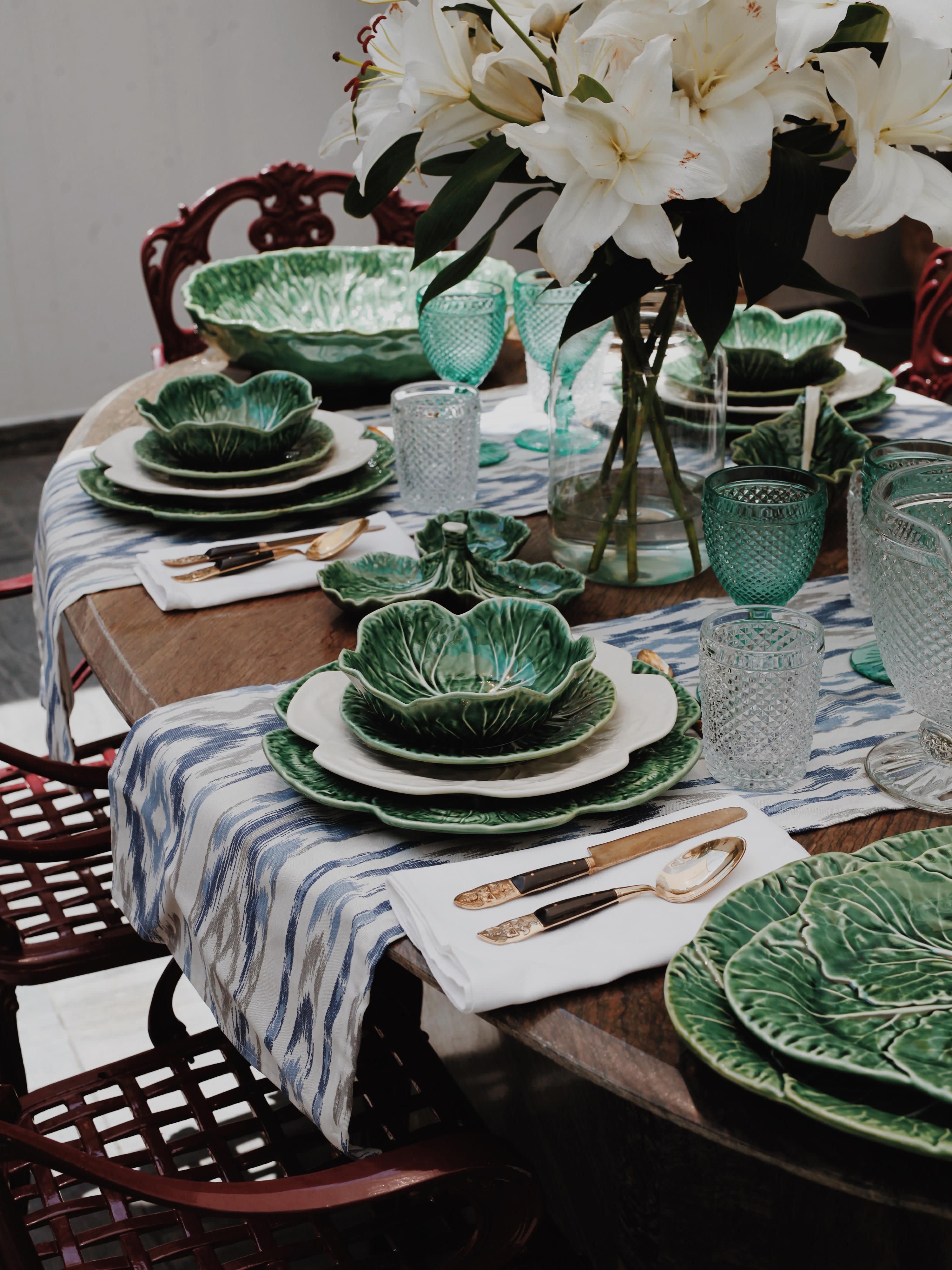 Handbemalte Servierschalen Cabbage, 2er-Set