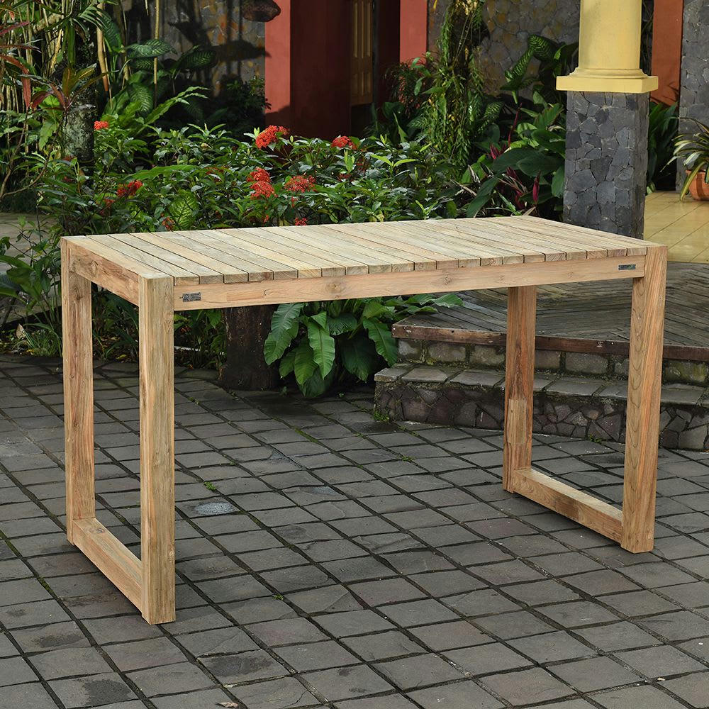 TOSCAGNE - Table haute en teck recyclé 180 cm