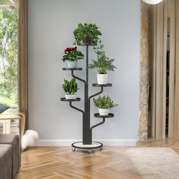 Kwietnik, Regał, Stojak Na Kwiaty Metalowy Okrągły Na Kółkach 130Х40Cm