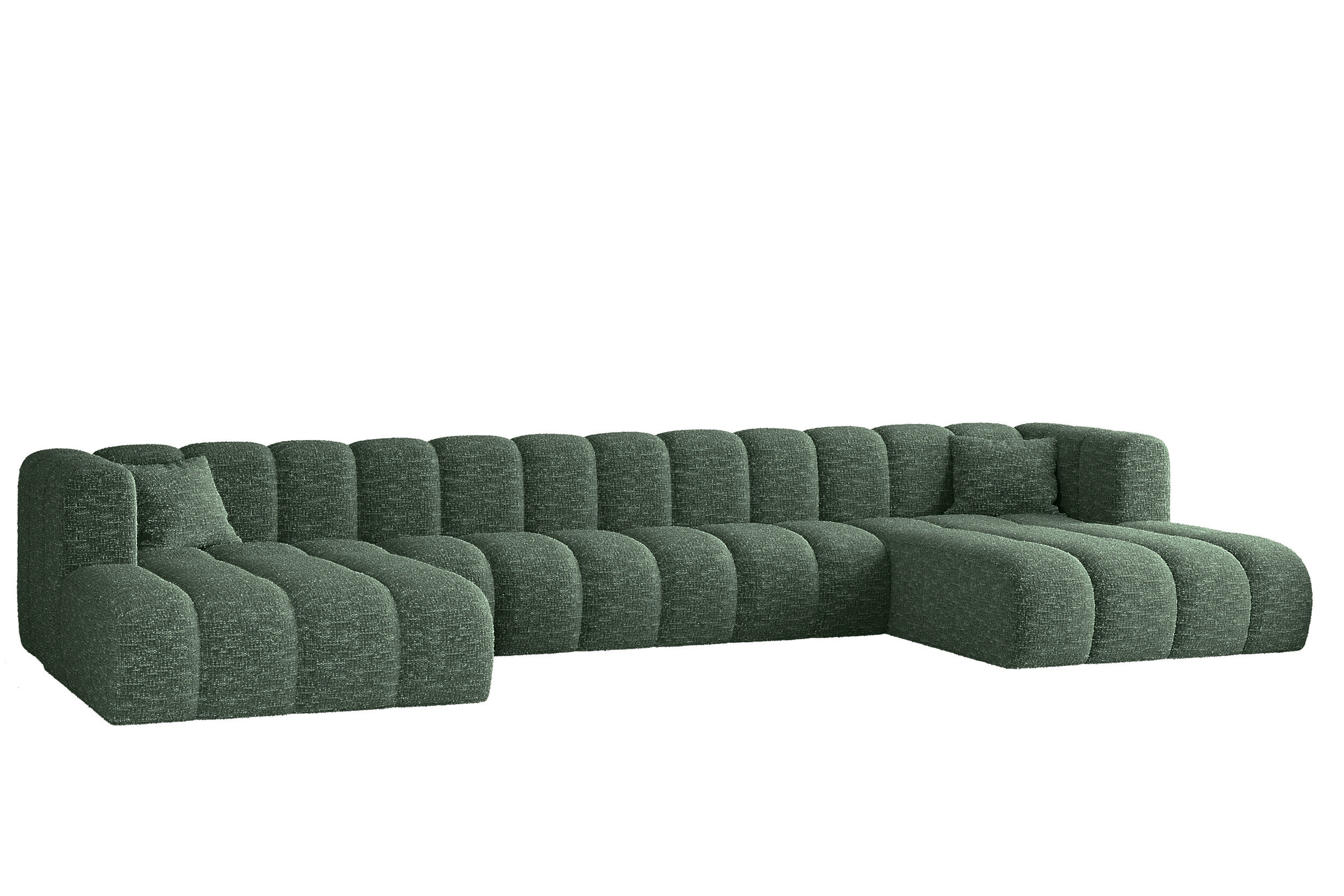 Sofa w kształcie litery U, Grand U XL modułowa z tkaniny Haga Zielony