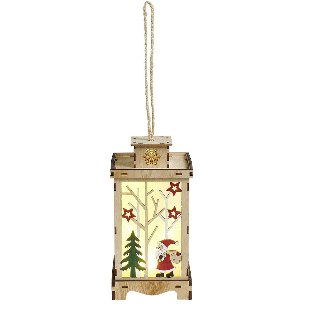 Lanterne lumineuse intérieur en bois décor No&euml;l