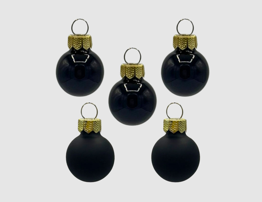 Weihnachtskugeln Schwarz Glas Ø2cm matt & glänzend