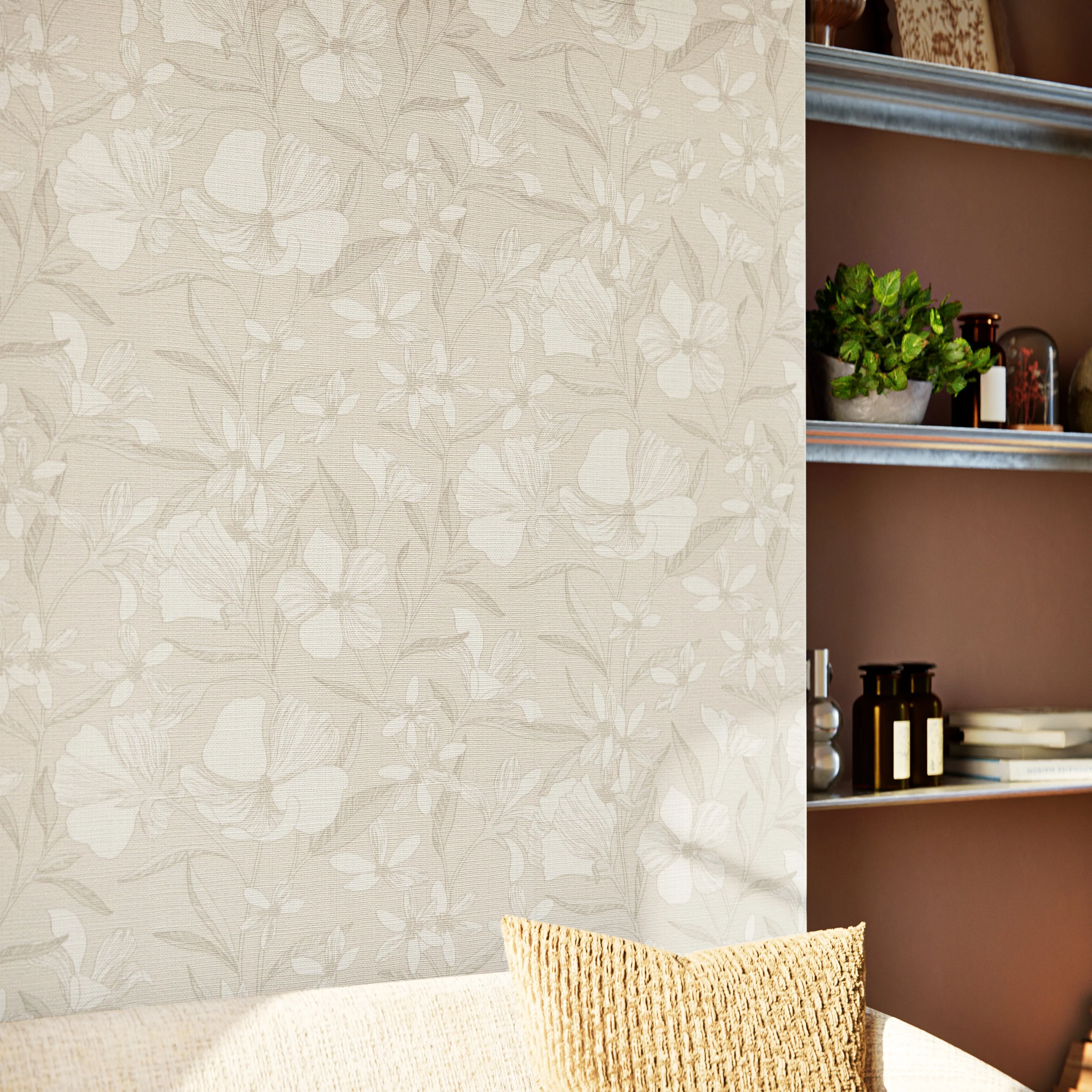 Papier peint intissé SONIA coloris beige naturel
