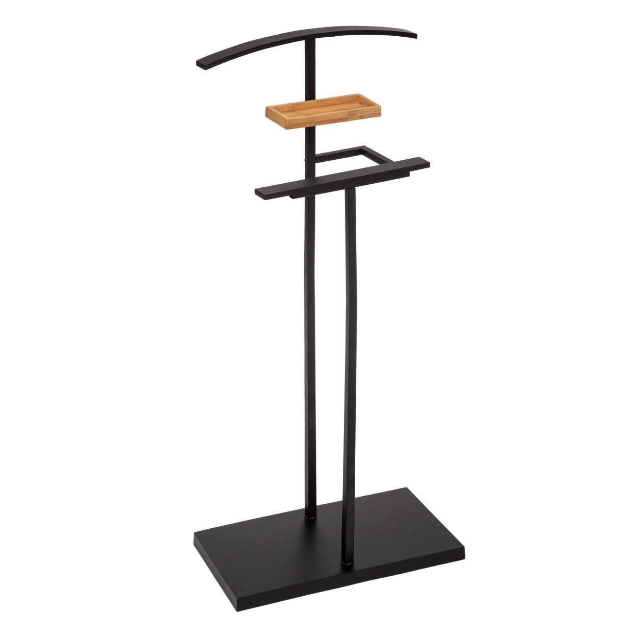 Wieszak stojący czarny z bambusową półką 114,5cm