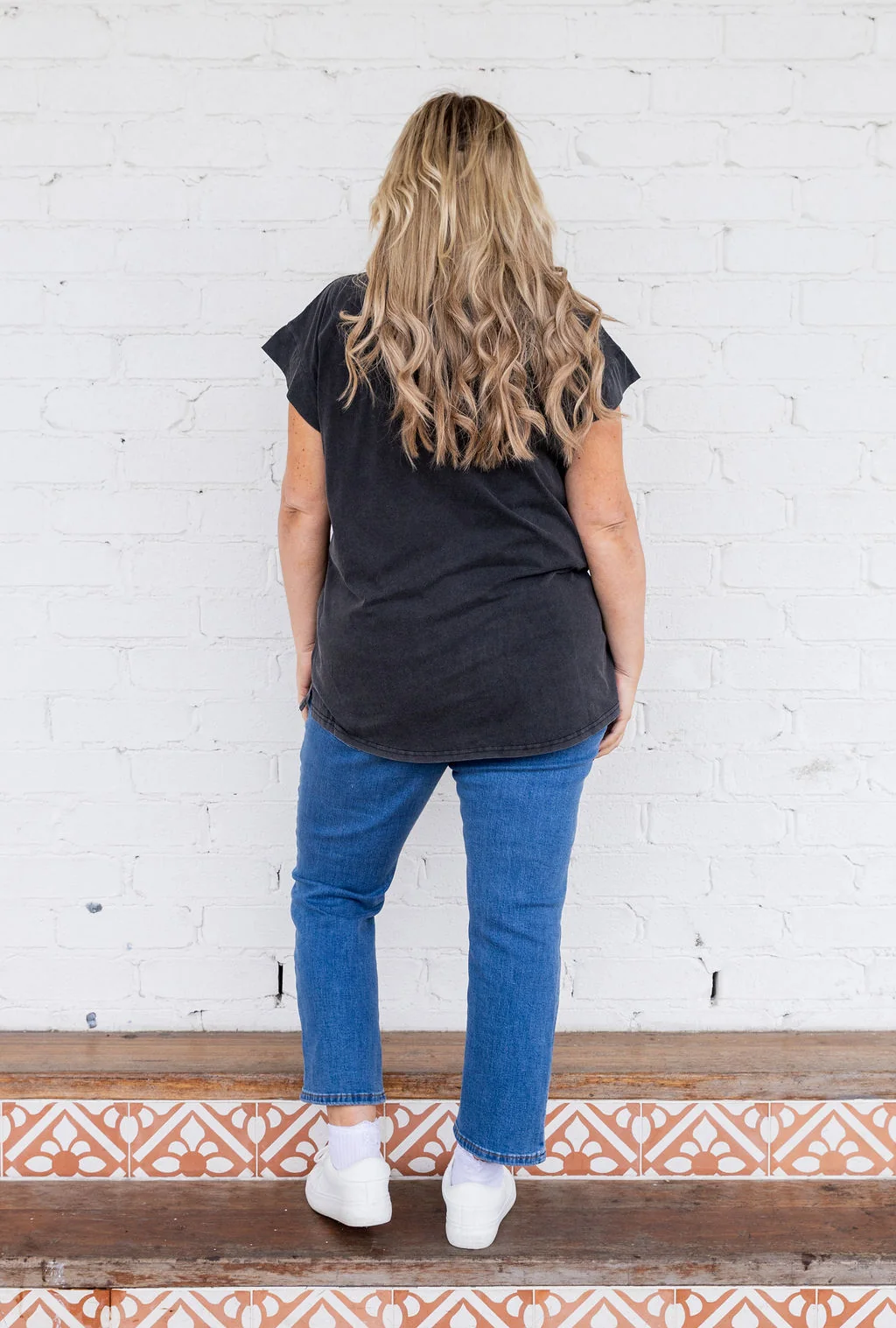 Selene Cap Sleeve Tee in Charcoal
