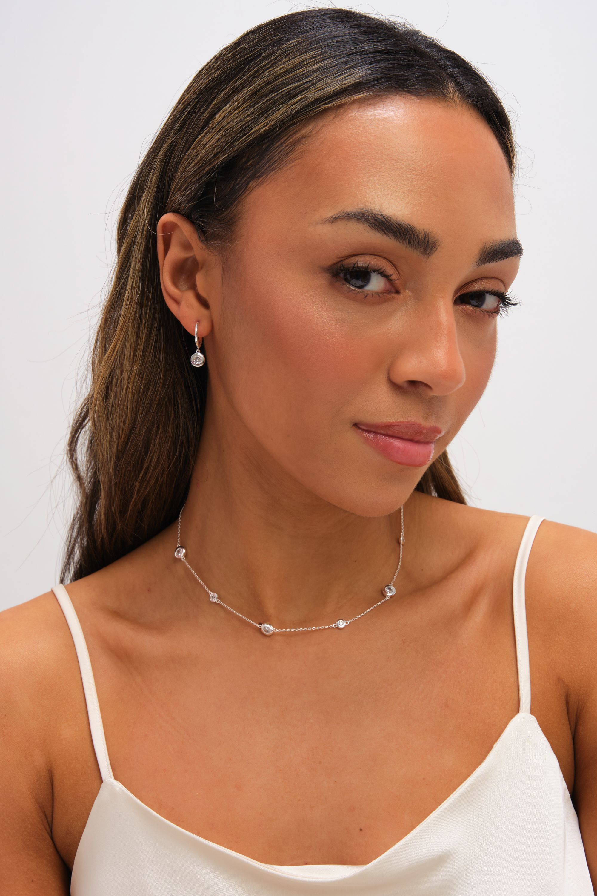 Jon Richard Jonrichard Silver Plated Cubic Zirconia Bezel Huggie Earrings