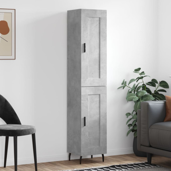 Szafka Komoda Regał Szara Beton z Drzwiami 34.5x34x180 cm do Salonu Pokoju