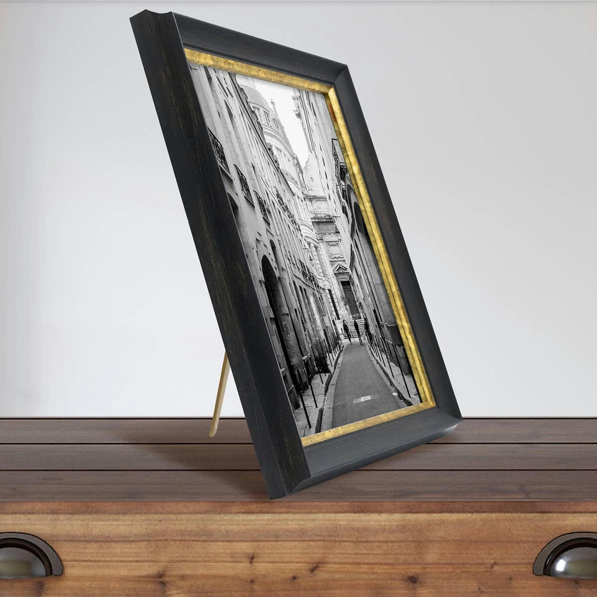 PANDORE - Cadre photo noir et finition doré 18x24 cm résine recyclée