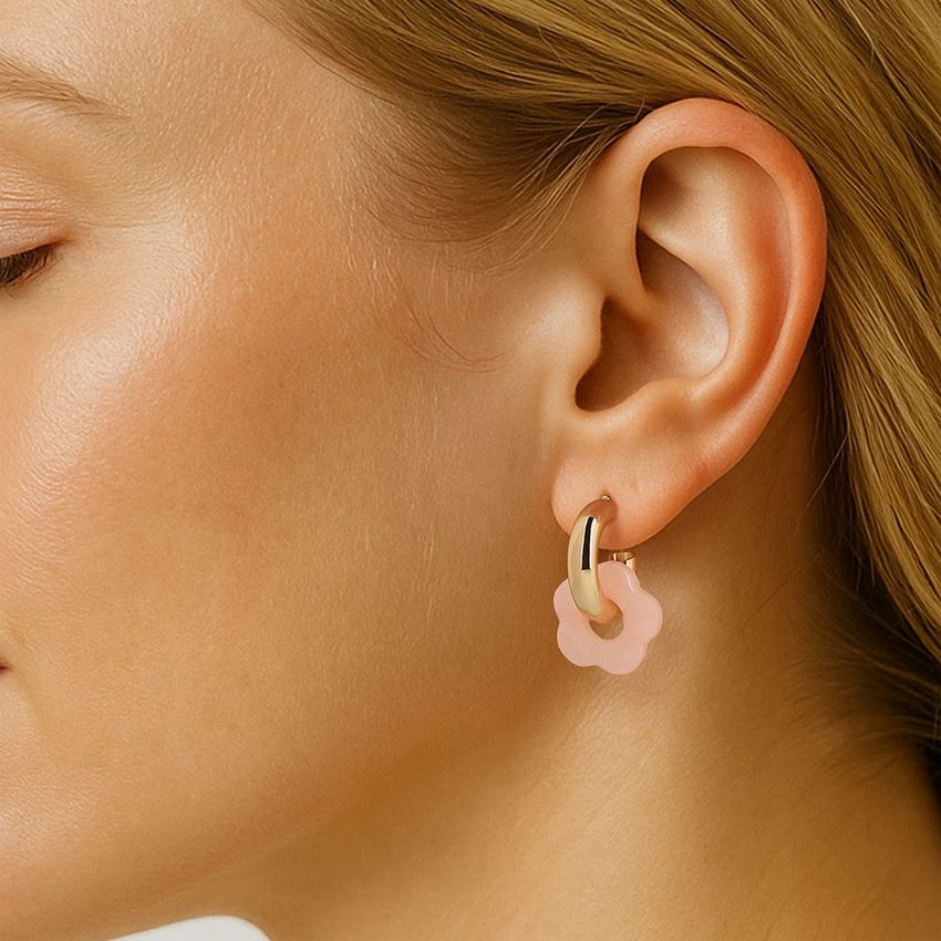 Manfield Roze bloemen oorbellen