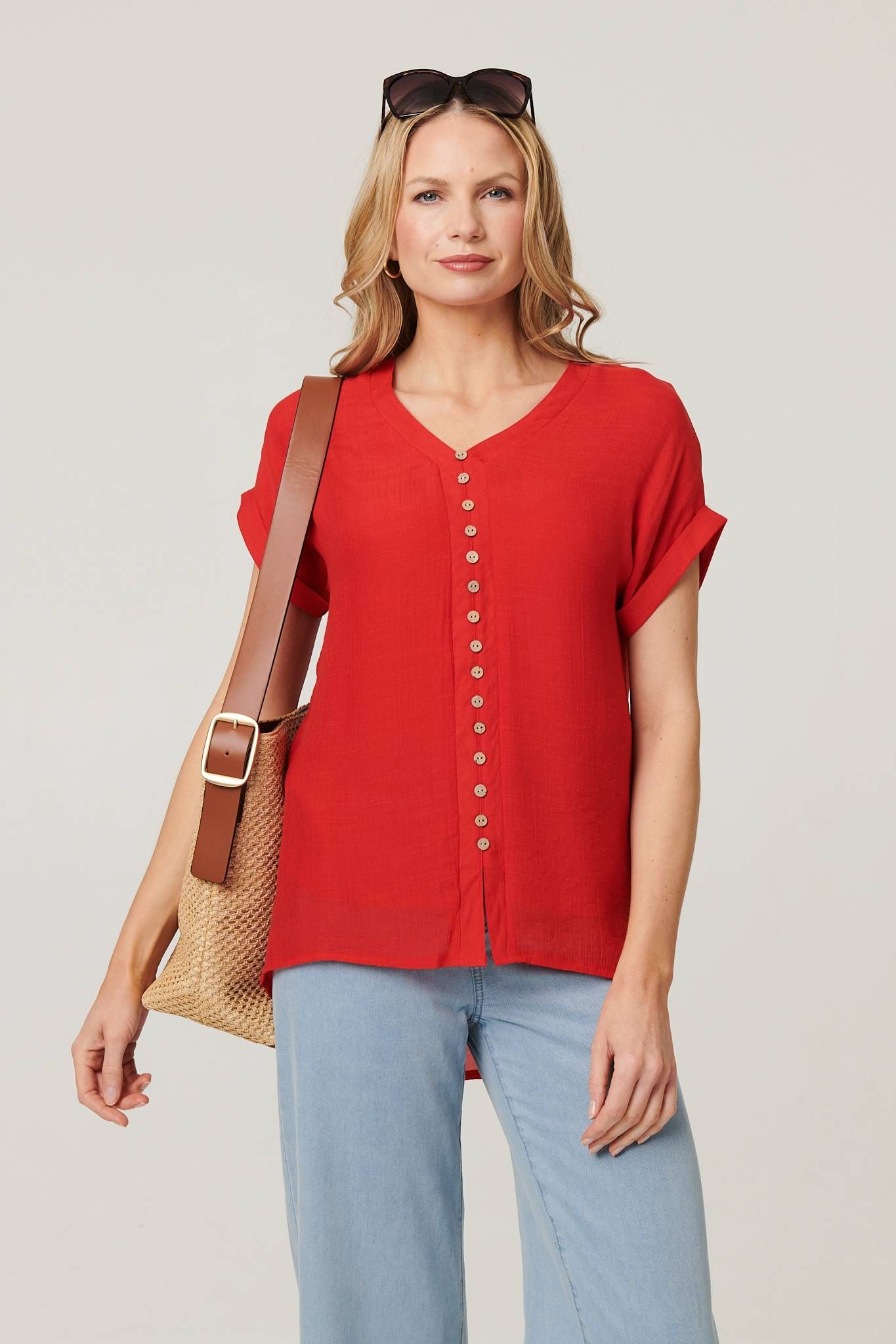 Izabel London Relaxed Layered Short Sleeve Shirt