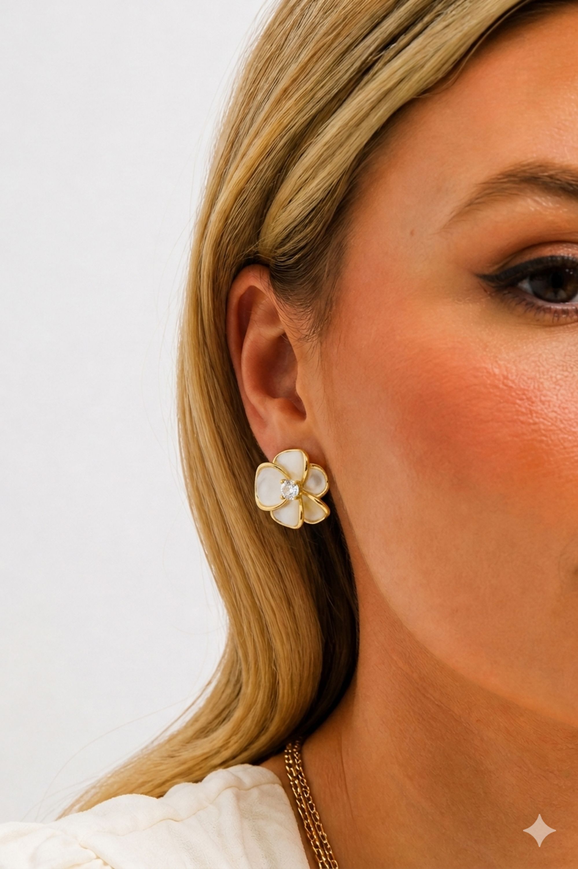 Jon Richard Gold Plated and Enamel Floral Stud Earrings