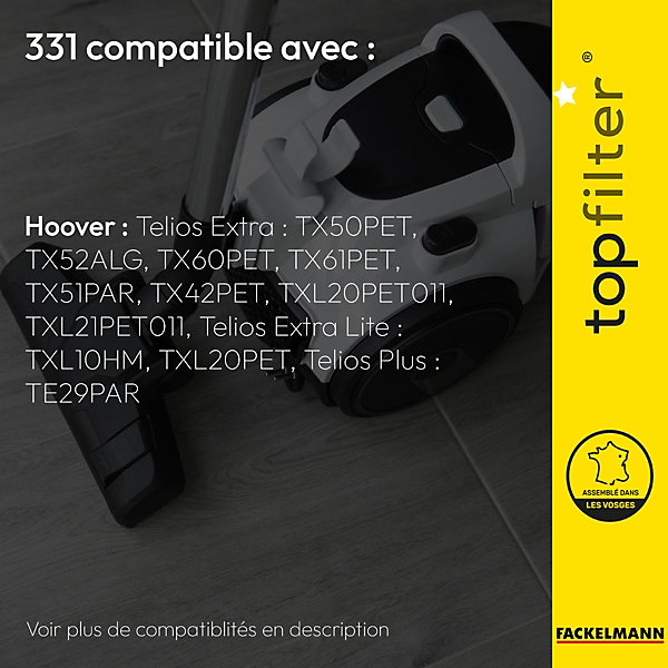 Lot de 4 packs de 4 sacs aspirateur 64331 pour Hoover TopFilter Premium