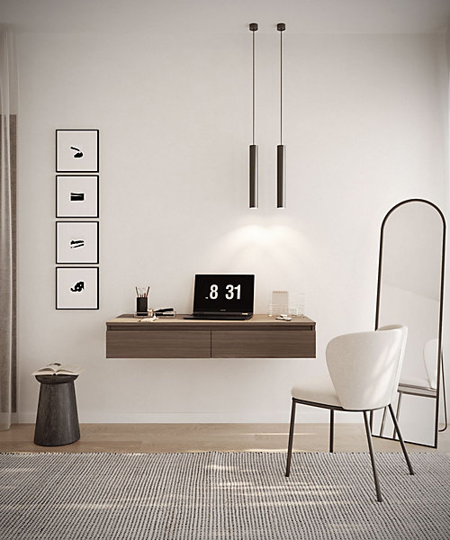 Coiffeuse bureau 2 tiroirs noyer du Wisconsin 120 cm BEMMI