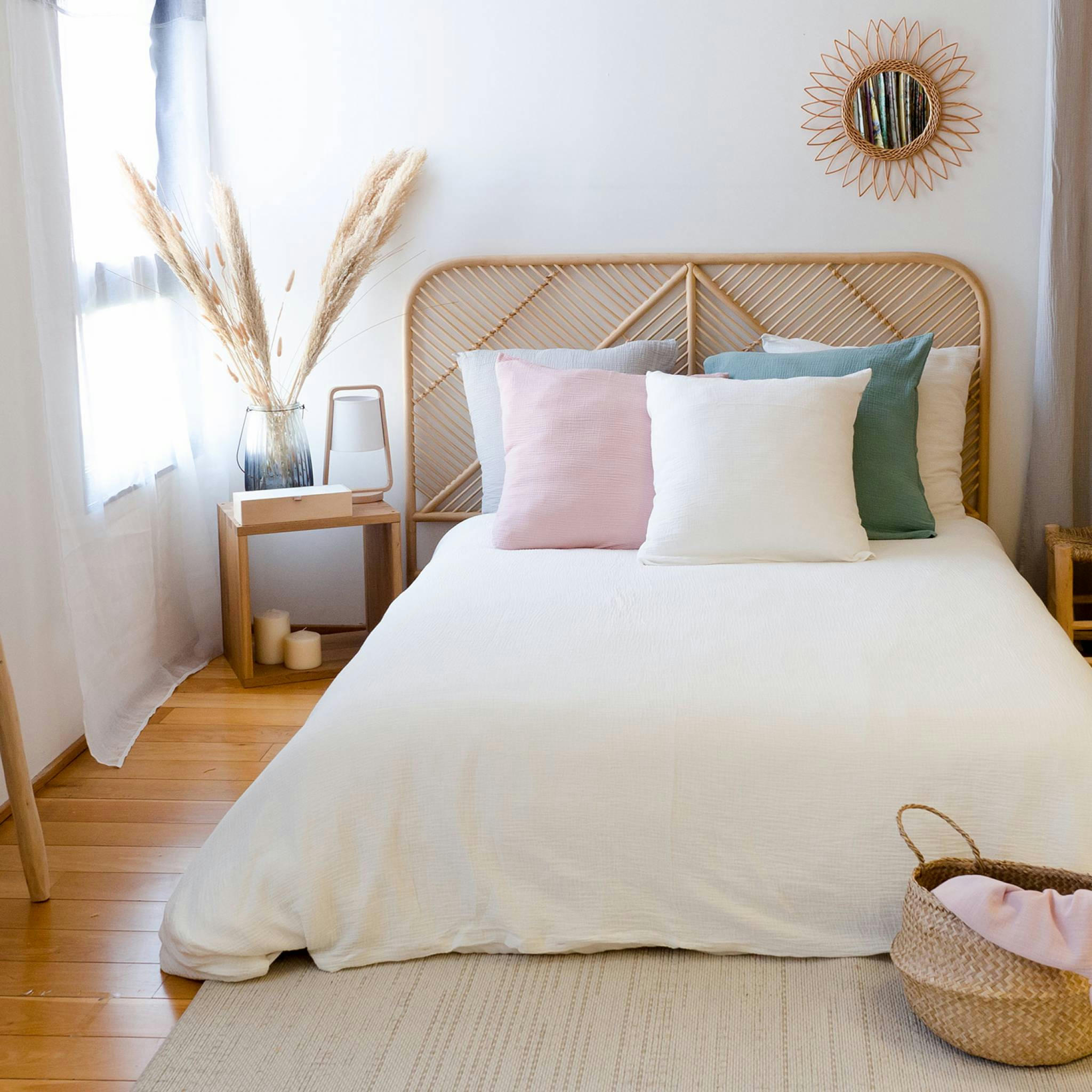 ALIX - Parure de lit en gaze de coton blanc 140cm sur 200cm