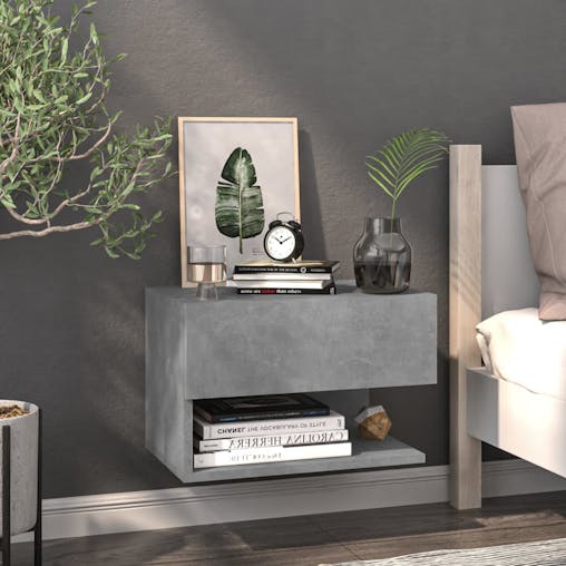 NNEVL Wall-mounted Bedside Cabinet Concrete Grey