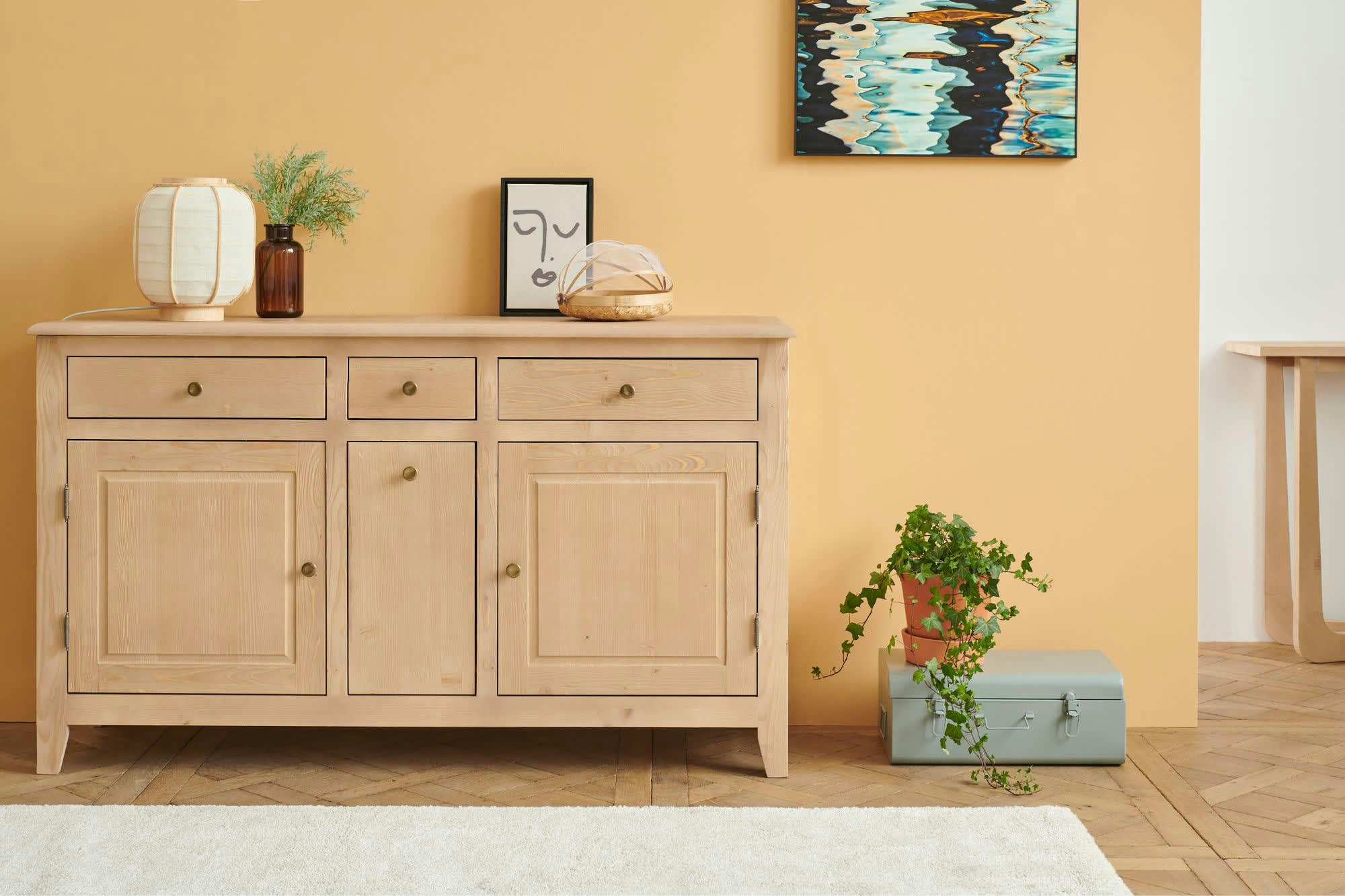 KATELL - Buffet campagne 2 portes 4 tiroirs en épicéa massif