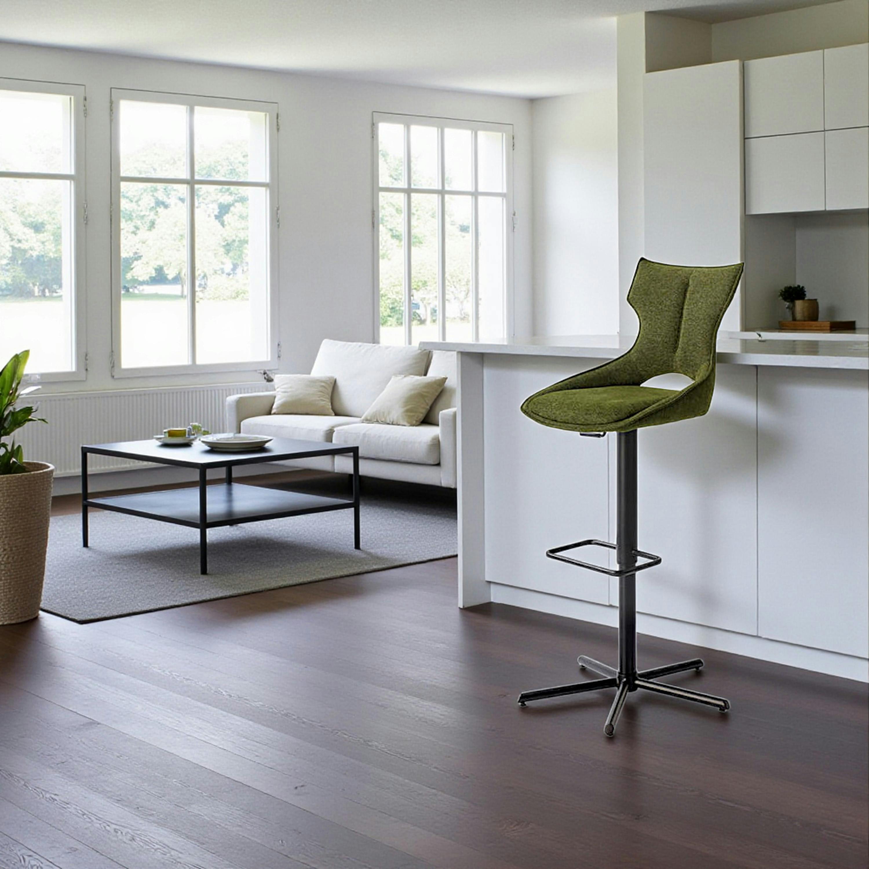 Chaise de bar réglable verte à dossier ouvert (lot de 2) LOMBARDIE