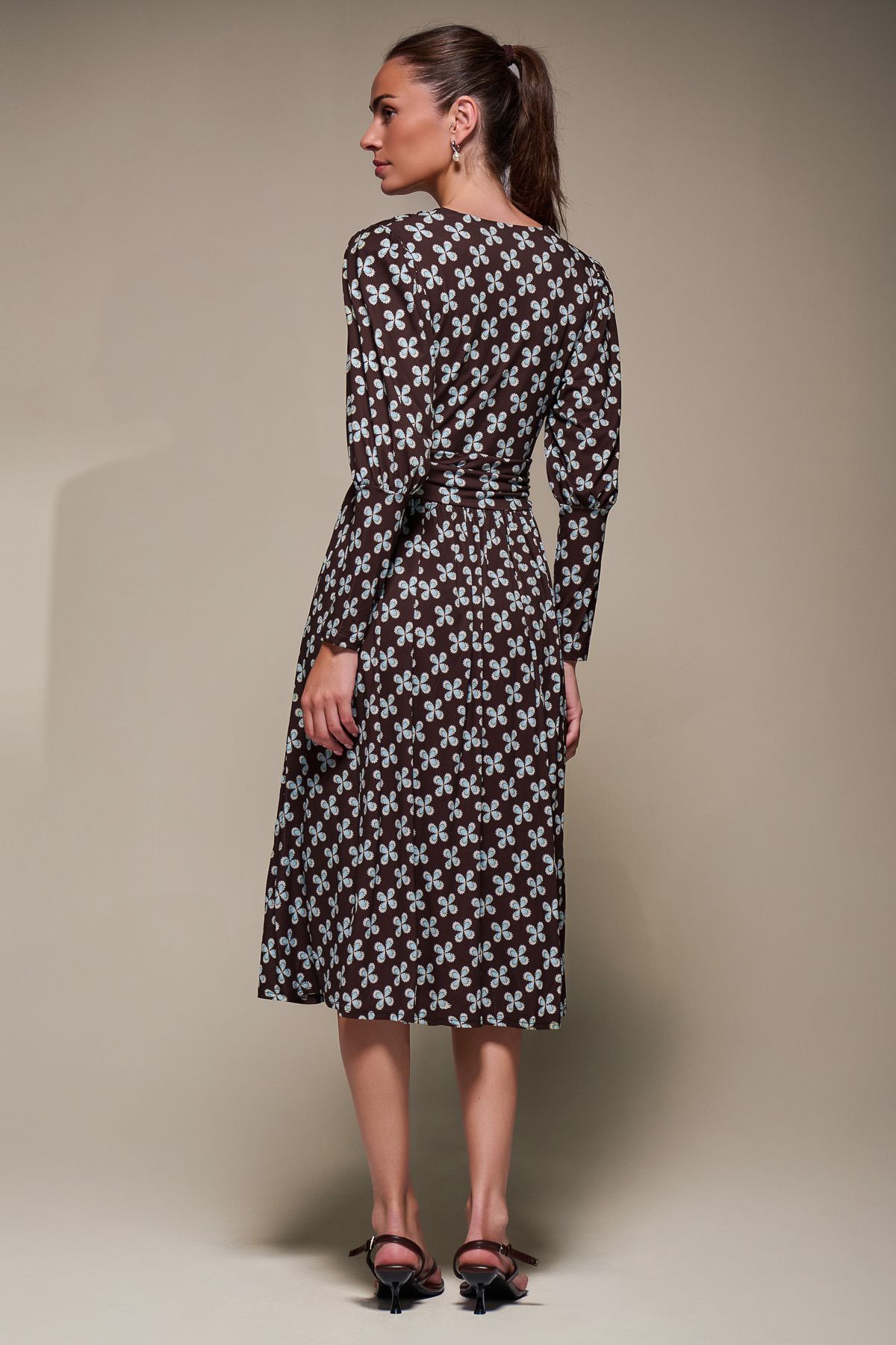Jolie Moi Puff Long Sleeve Jersey Midi Dress