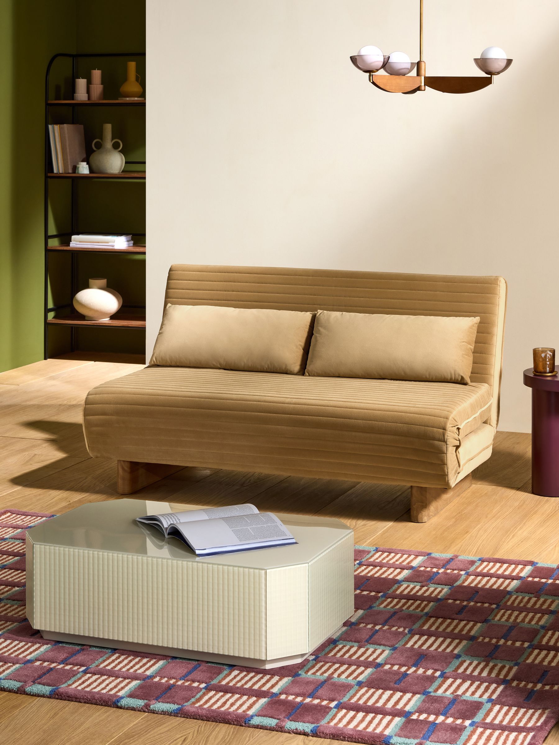 Large Bingham 2 Seater Sofa Bed in Soft Carmale Natural Velvet