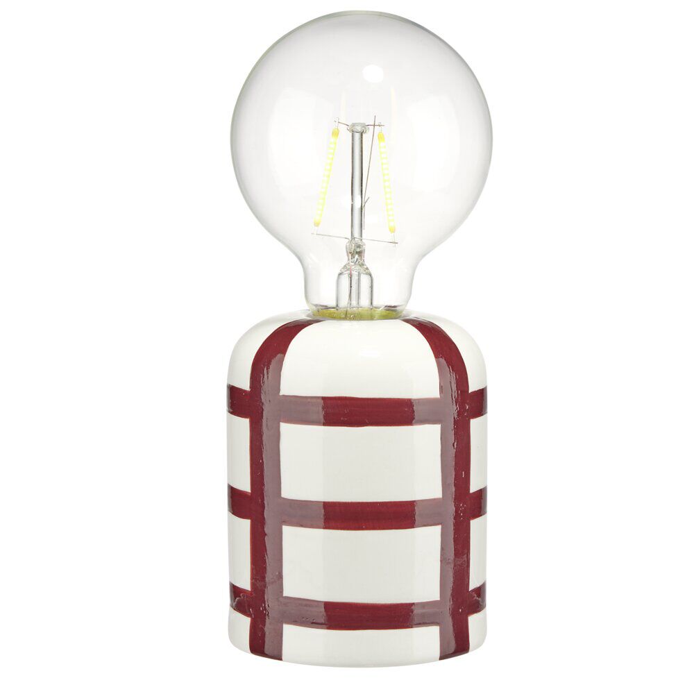 Lampe à poser ampoule LED base céramique quadrillée (2 modèles)