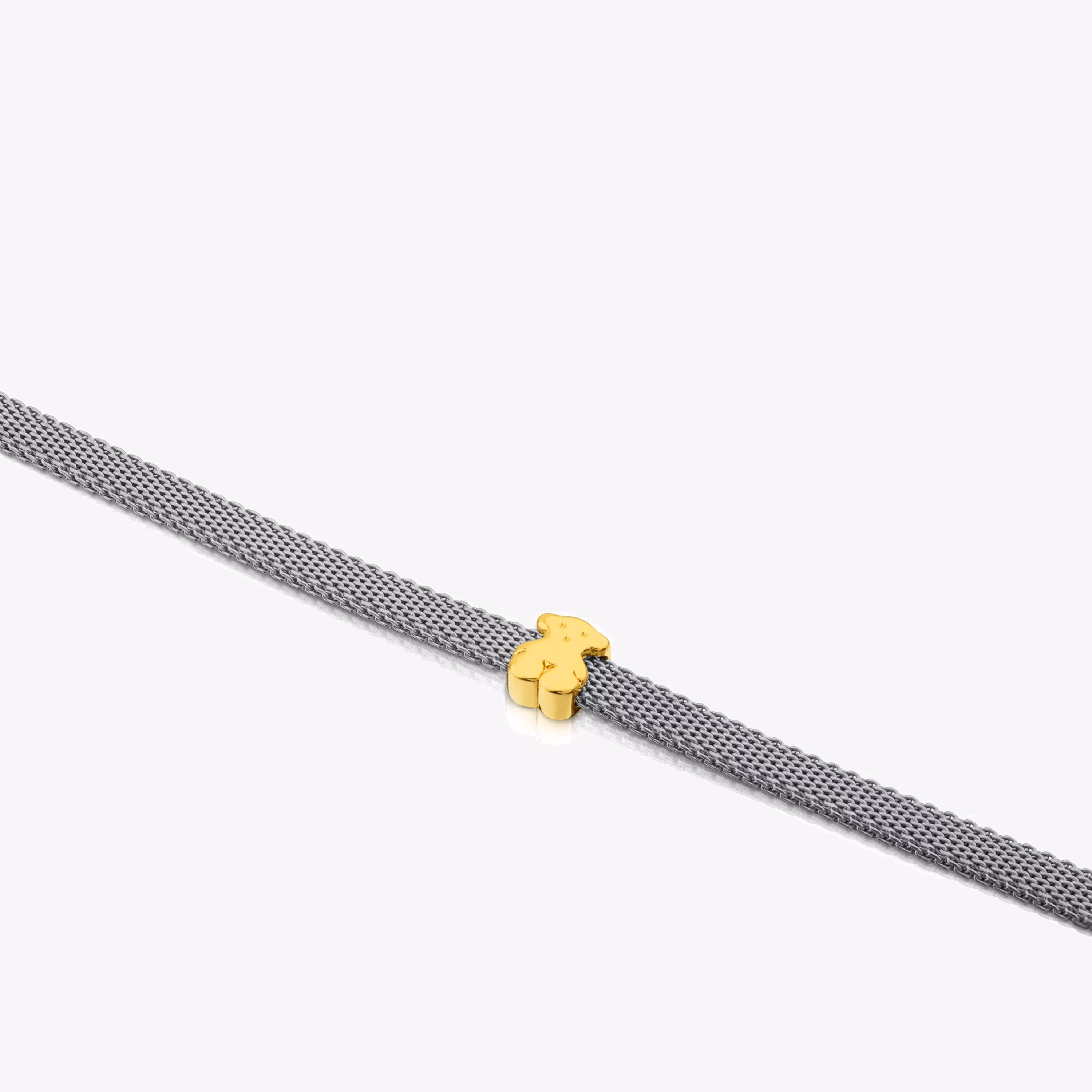 Pulsera de acero y oro motivo oso 0,6cm Icon Mesh
