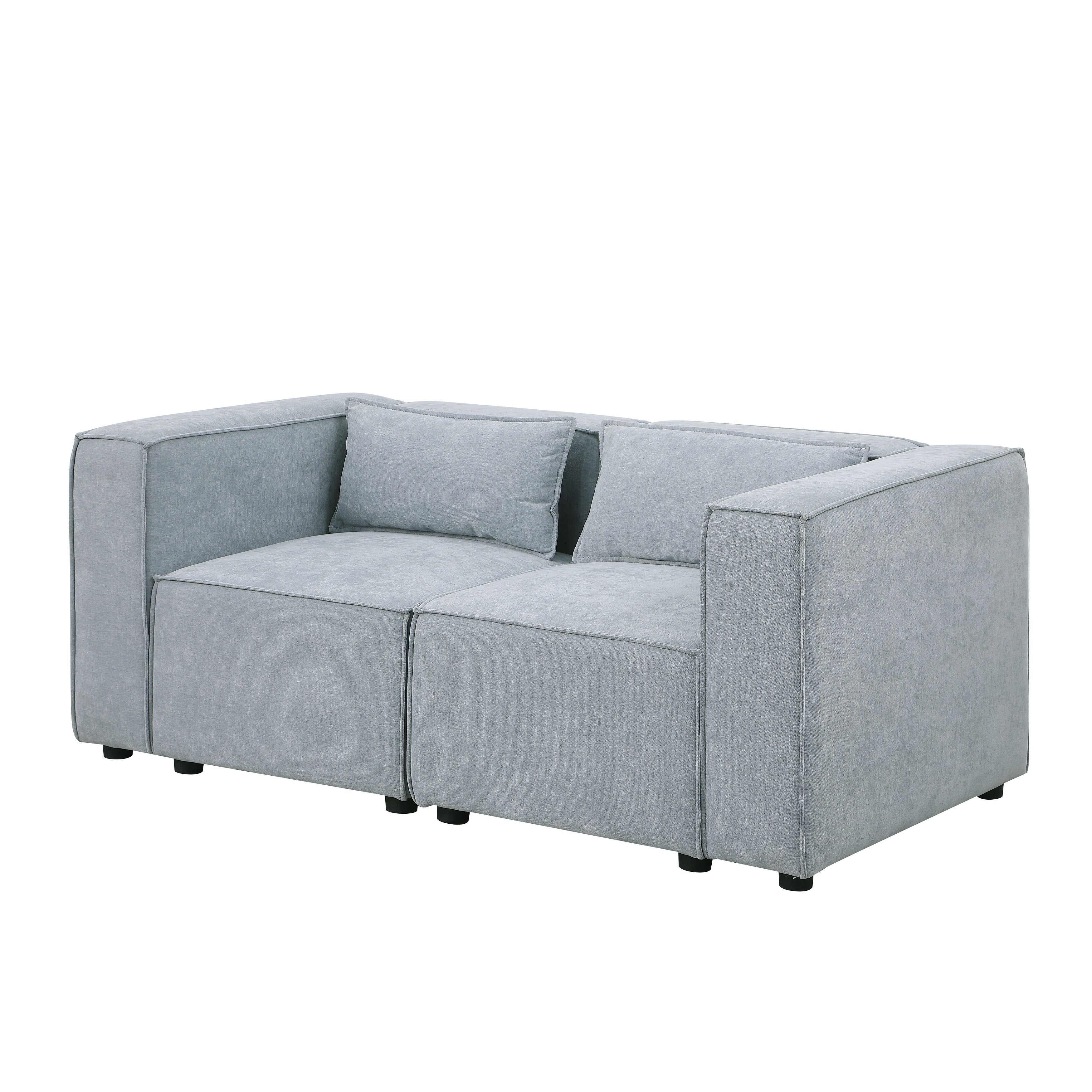 Modern U Shaped Modular Sofa with Chenille Upholstery and Repositionable Ottoman for Living Room and Guest Room