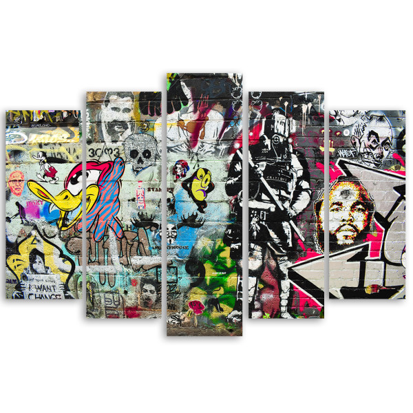 Feeby Obraz 5 częściowy na płótnie Graffiti Street Art