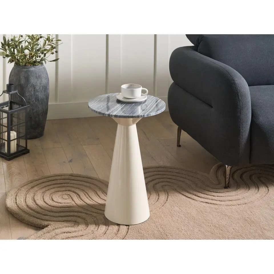 AMISTAD - Bijzettafel - Wit/Grijs - Metaal/Marmer