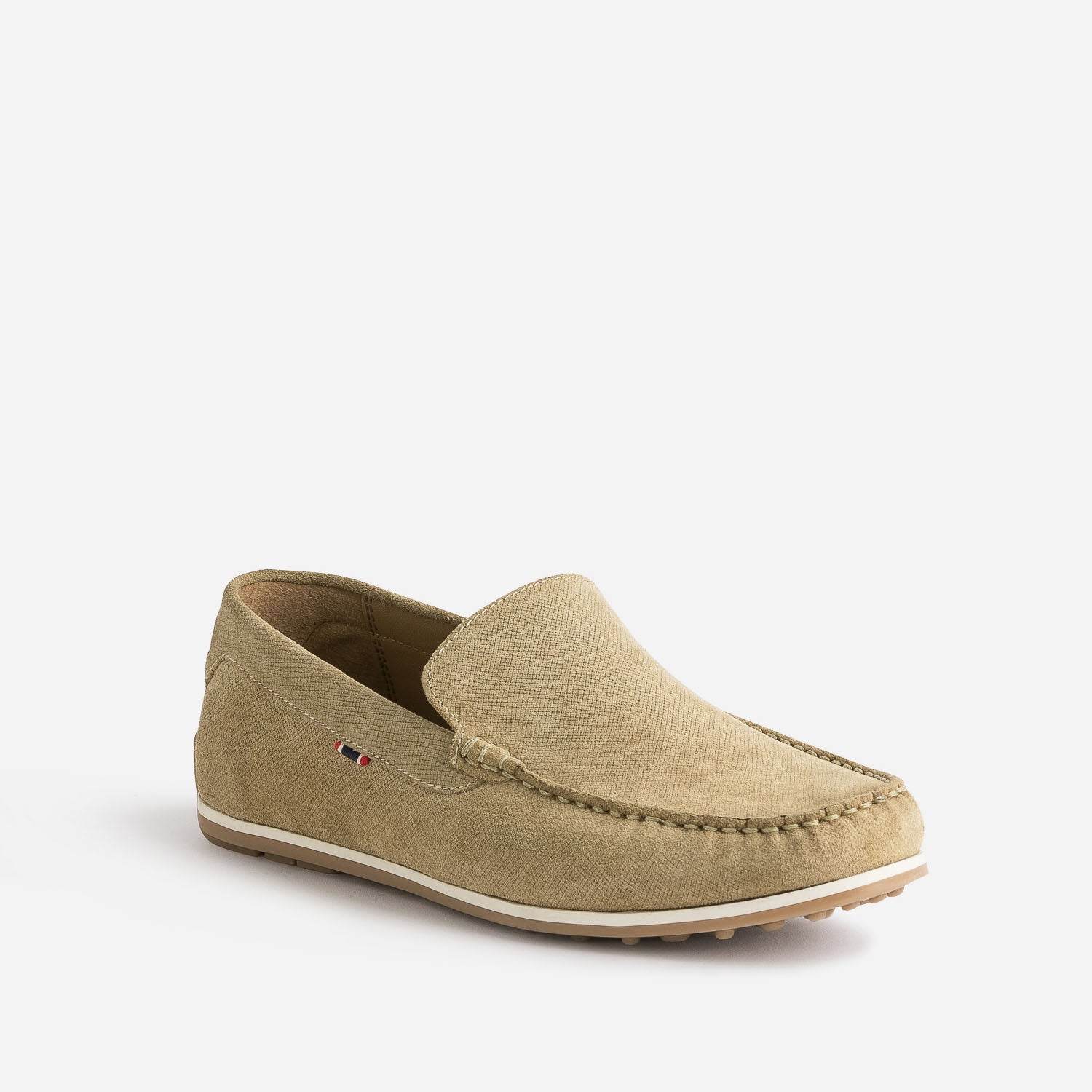 Mocassin beige en cuir velours