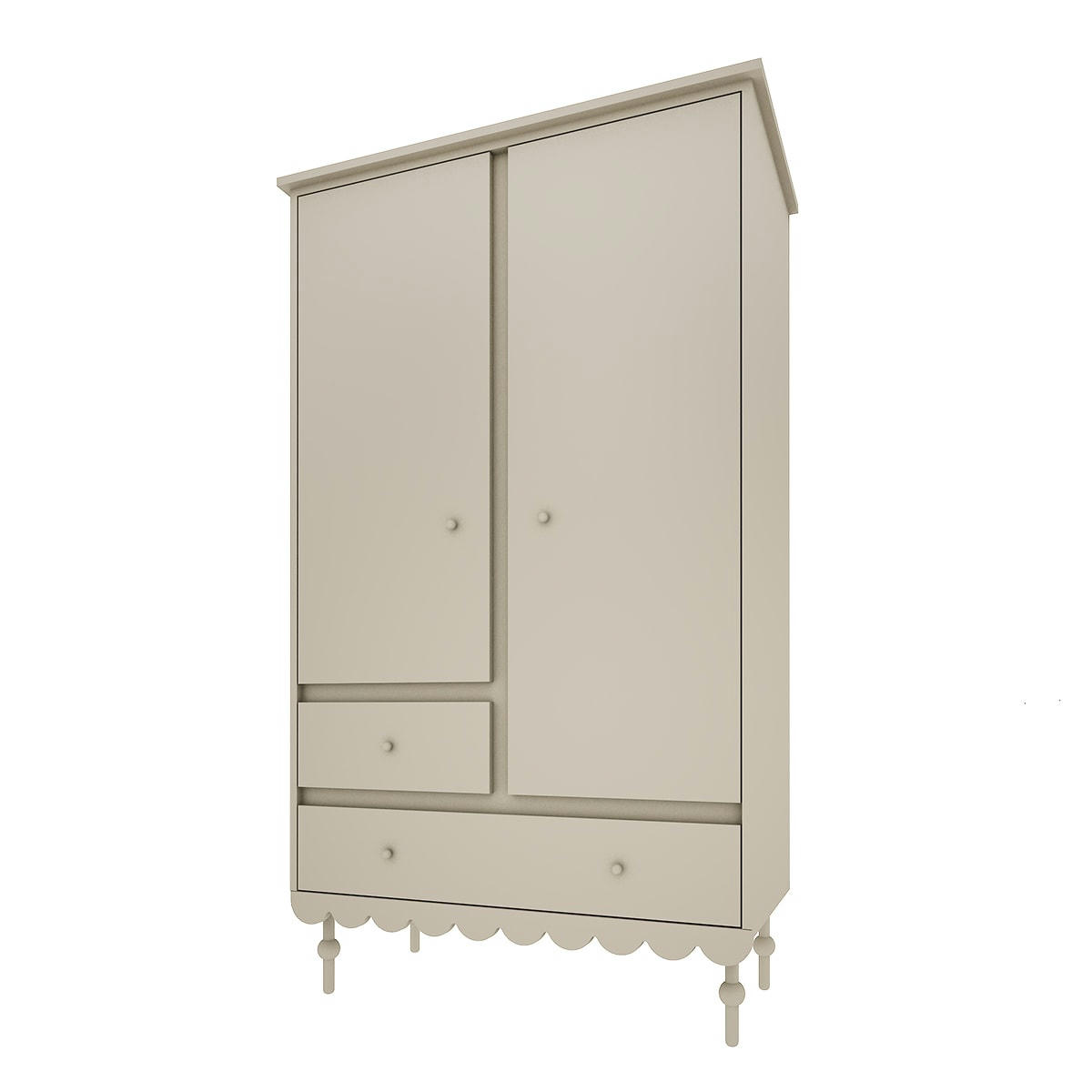 BABUSHKA - Armoire 2 portes 2 tiroirs olive
