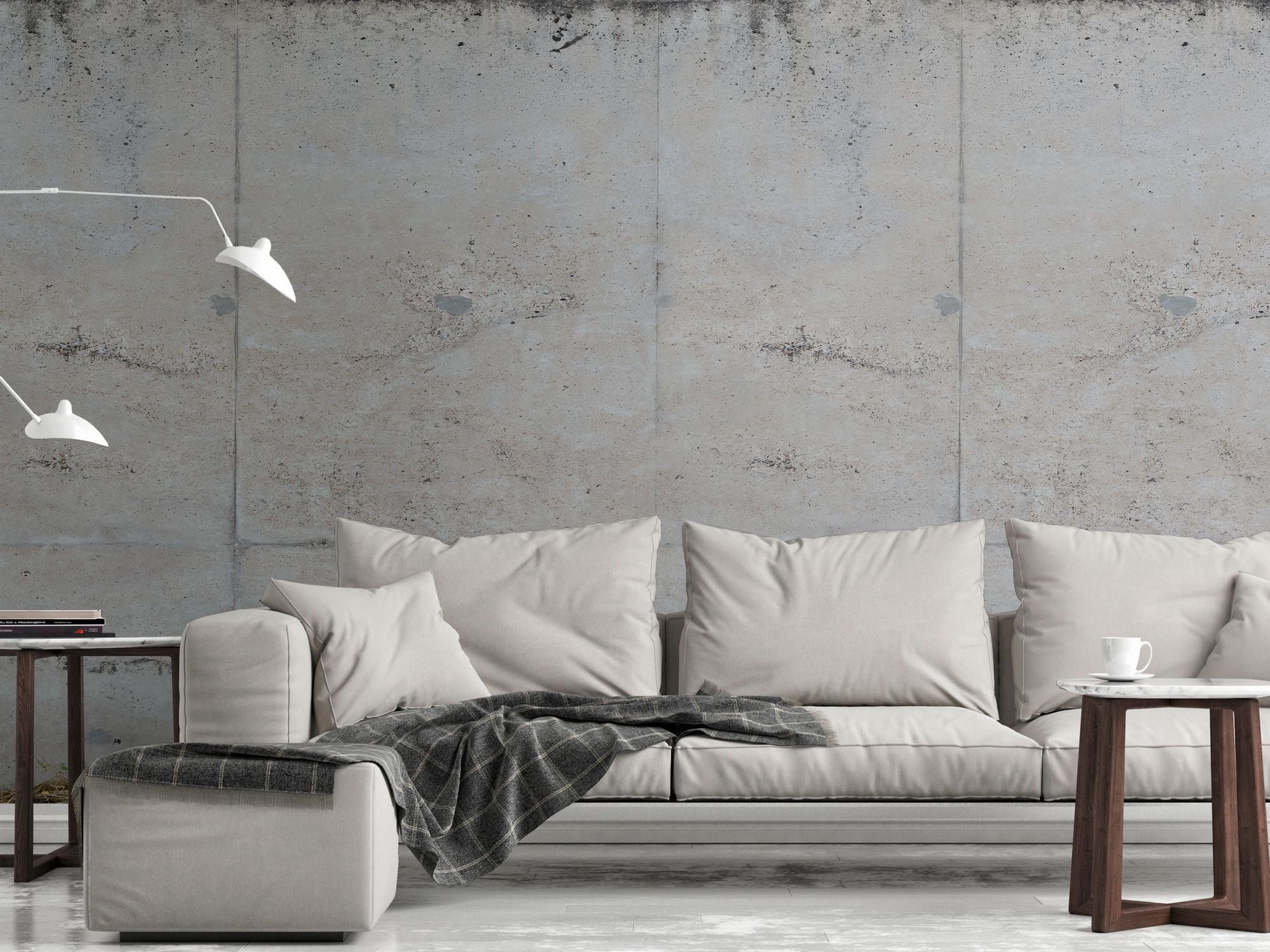 Livingwalls fotobehang betonlook grijs, beige en groen - 159 x 280 cm - AS-392541
