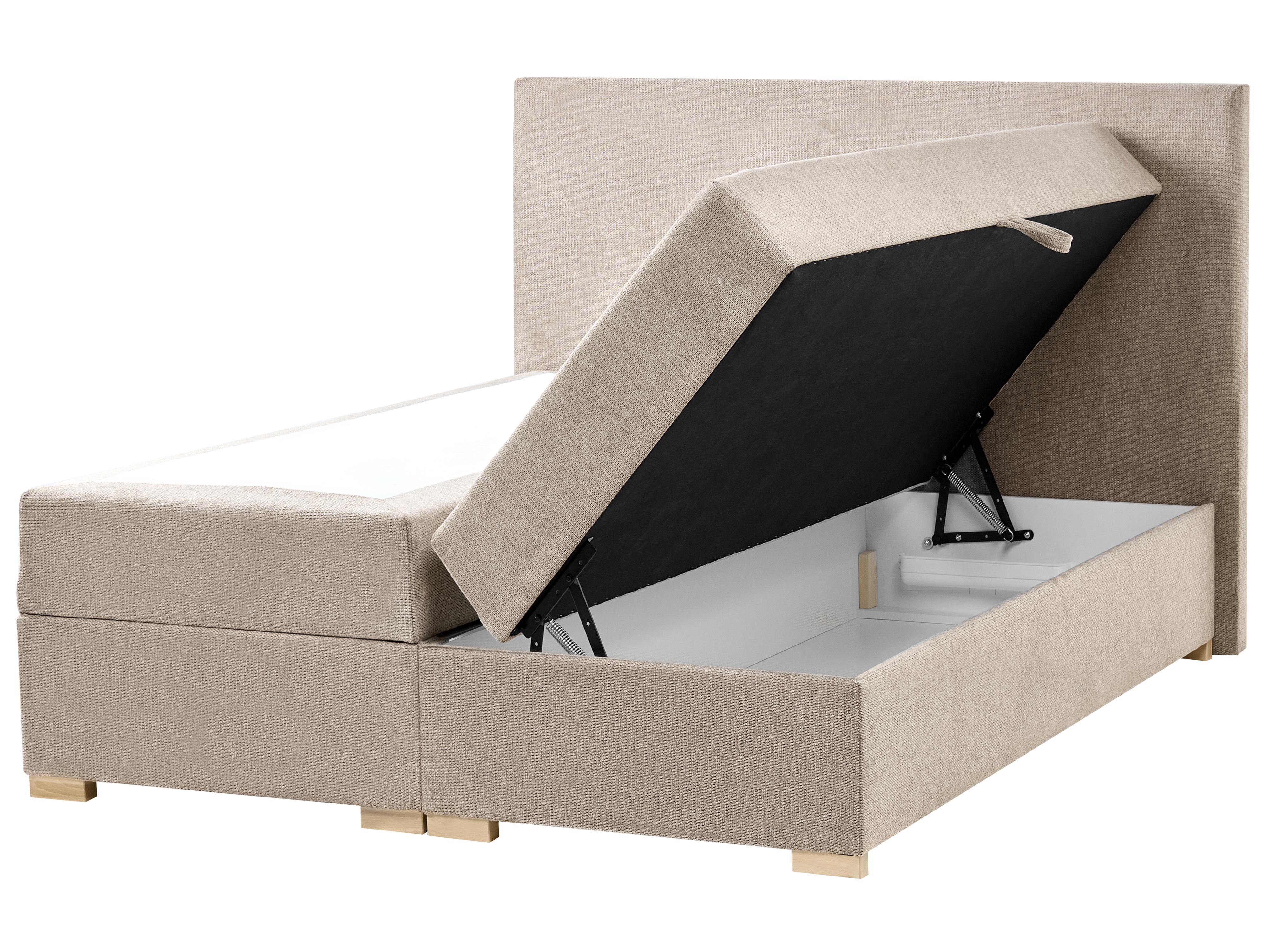 Divan Bed with Storage Fabric MAJOR 140 x 200 cm (EU Double) Taupe